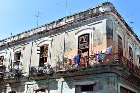Old house in Havana, Cuba. Havana is the capital and largest city of Cuba.の写真素材
