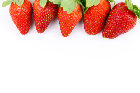 Fresh Strawberries isolated on white background. Copy Space conceptの写真素材