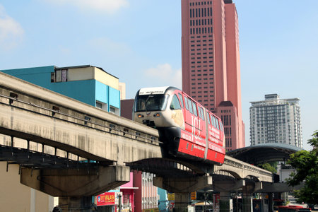 KUALA LUMPUR, MALAYSIA - 17th July 2017: Train of KL Monorail in the Bukit Bintang district of Kuala...
