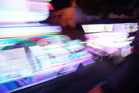 A beautiful Slow Shutter light decorative car or Bechak at Alun Alun Yogjakarta. Light Painting...
