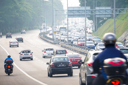 Kuala Lumpur, Malaysia - MAY 18 2019: Traffic condition at one of Kuala Lumpur bussiest highway...