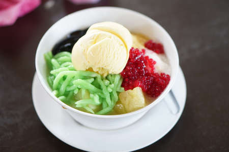 Ice kacang, ABC, cendol with ice cream asian dessertの写真素材