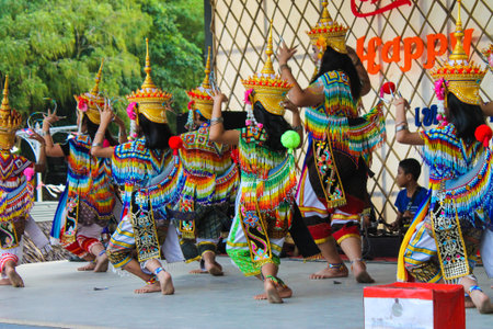 Hatyai Thailand, 5th January 2019: The group of unidentified cute litle dancers wearing colorful...