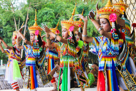 Hatyai Thailand, 5th January 2019: The group of unidentified cute litle dancers wearing colorful...