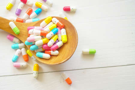 Close up pills. Choose your Mood today Conceptの写真素材