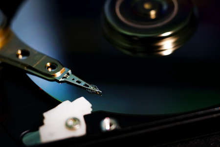 Computer Hard Disk Close up reading Data. Technology Data Recovery Conceptの写真素材