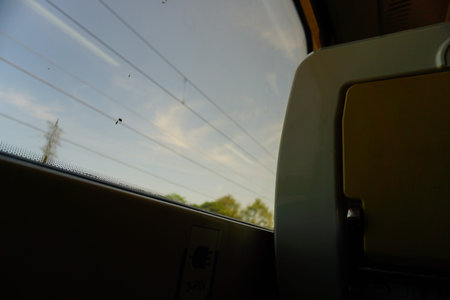 The view from inside the train window looking outside