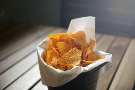 A bowl of corn chips nachos