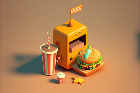 Cute Fast Food 3d Character Isometricの素材