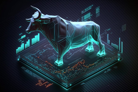 Stock market bull market trading graph. FInancial concept market place stock exchange. Generative Aiの素材
