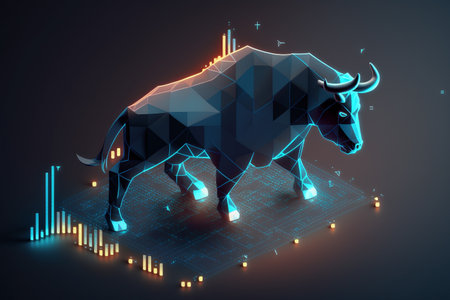 Stock market bull market trading graph. FInancial concept market place stock exchange. Generative Aiの素材
