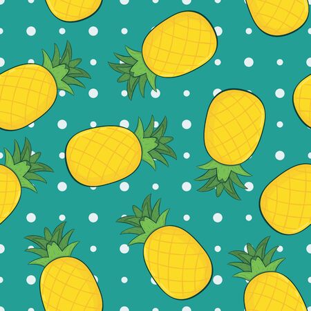 Fresh Yellow Pineapple Irregular Seamless Pattern. Unique and Trendy irregular seamless pattern background for your unique design.のイラスト素材