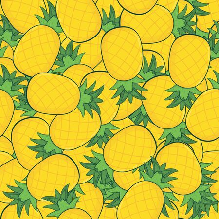 Fresh Yellow Pineapple Irregular Seamless Pattern. Unique and Trendy irregular seamless pattern background for your unique design.のイラスト素材