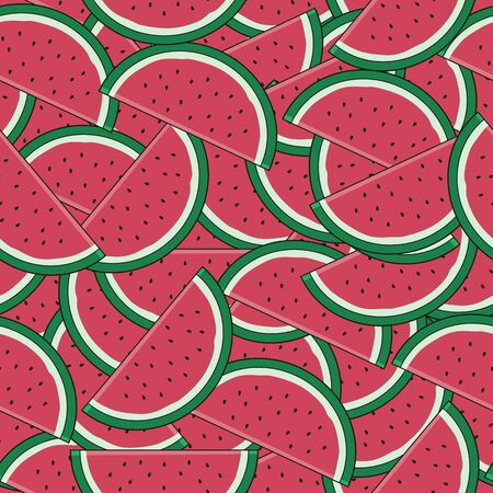 Unique and Trendy Pile of Watermelon Irregular Seamless Pattern. Unique and Trendy irregular seamless pattern background for your unique design.のイラスト素材