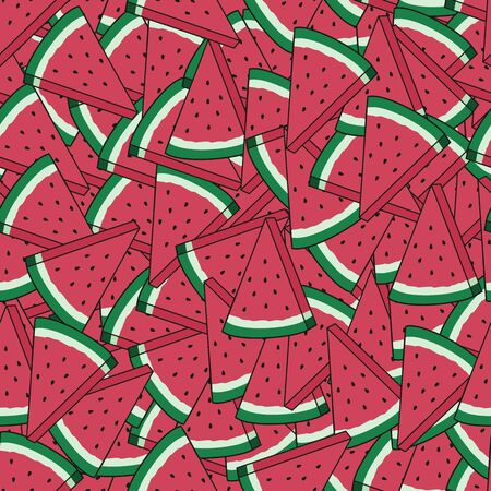 Unique and Trendy Pile of Watermelon Irregular Seamless Pattern. Unique and Trendy irregular seamless pattern background for your unique design.のイラスト素材
