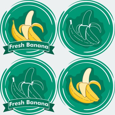Set of Fresh Banana Illustration. Unique and Trendy Set of Fresh Banana Labels. Unique and Trendy vector for your unique design.のイラスト素材
