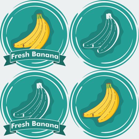Set of Fresh Banana Illustration. Unique and Trendy Set of Fresh Banana Labels. Unique and Trendy vector for your unique design.のイラスト素材
