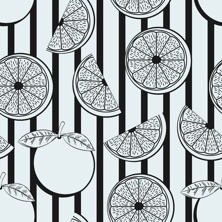Black and White Orange Irregular Seamless Pattern With Black Stripes Ornament. Unique and Trendy irregular seamless pattern background for your unique design.のイラスト素材