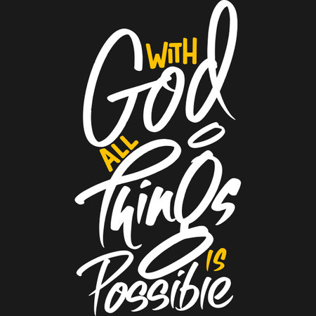 With God, All Things is Possible Motivation Typography Quote Design.のイラスト素材