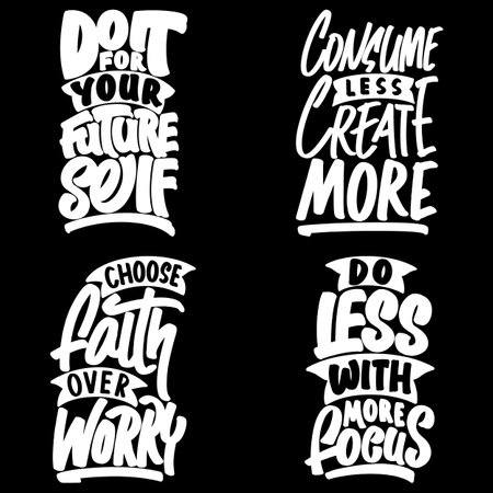 Motivational Typography Quote Bundle for T-Shirt, Mug, Poster or Other Merchandise.のイラスト素材
