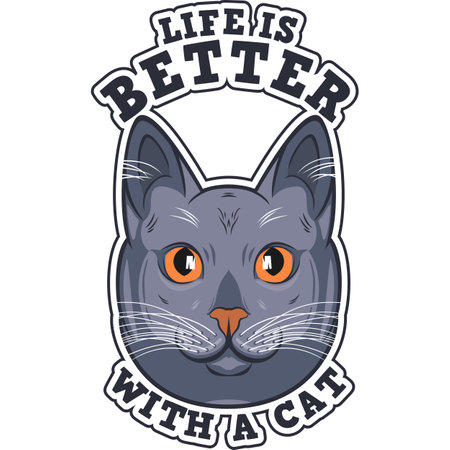 Life is Better With a Cat, Cat Typography Quote Design.のイラスト素材