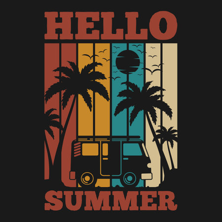 Hello Summer, Summer Typography Quote Design.のイラスト素材