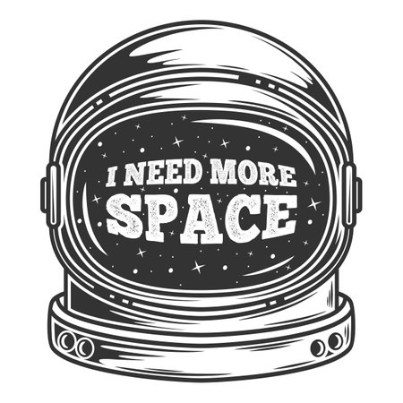 I Need More Space, Astronaut and Space Typography Quote Design.のイラスト素材