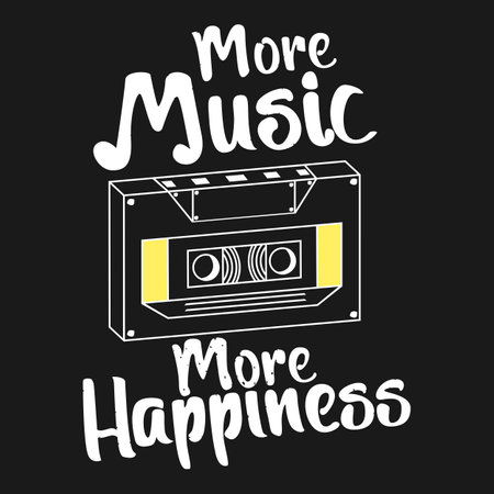 More Music, More Happiness, Music Typography Quote Design.のイラスト素材