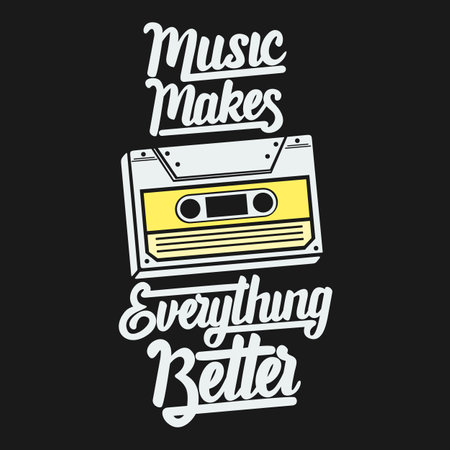Music Makes Everything Better, Music Typography Quote Design.のイラスト素材