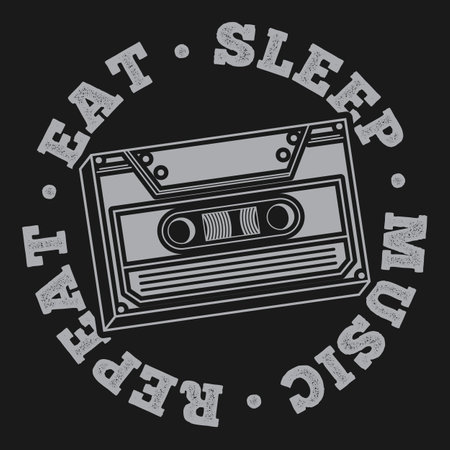 Eat Sleep Music Repeat, Music Typography Quote Design.のイラスト素材