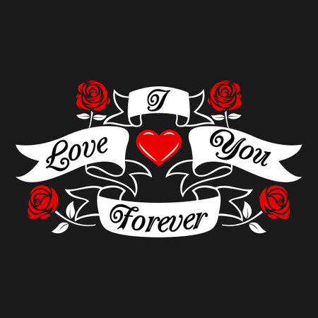 I Love You Forever, Love Typography Quote Design.のイラスト素材