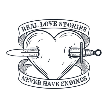 Real Love Stories Never Have Endings, Love Typography Quote Design.のイラスト素材