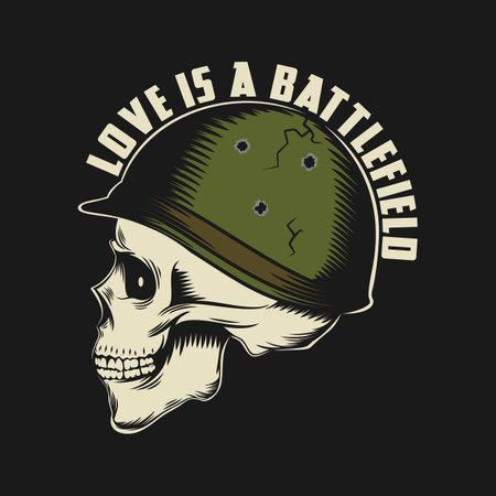 Love is a Battlefield, Skull and Zombie Typography Quote Design.のイラスト素材