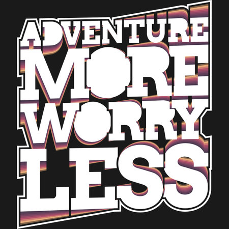 Adventure More Worry Less, Adventure and Travel Typography Quote Design.のイラスト素材