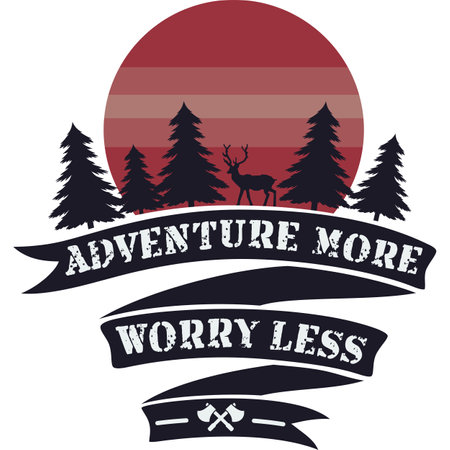 Adventure More Worry Less, Adventure and Travel Typography Quote Design.のイラスト素材