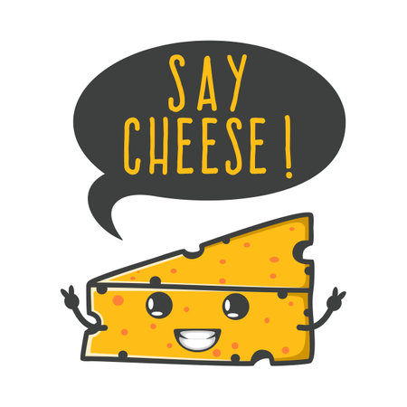 Say Cheese, Funny Typography Quote Design.のイラスト素材