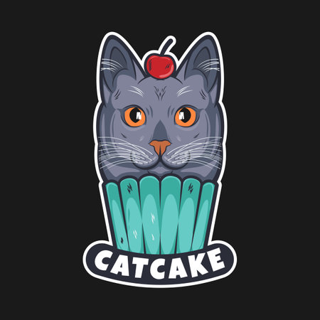 CatCake, Funny Typography Quote Design.のイラスト素材