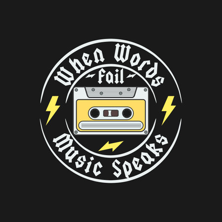 When Words Fail, Music Speaks, Motivational Typography Quote Design for T-Shirt, Mug, Poster or Other Merchandise.のイラスト素材