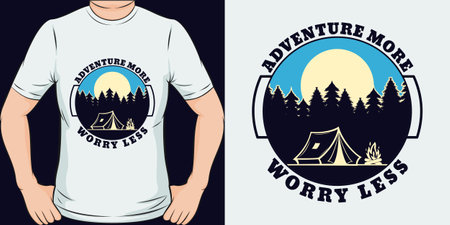 Adventure More Worry Less, Adventure and Travel T-Shirt Design.のイラスト素材