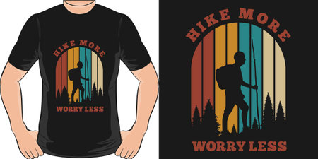 Hike More Worry Less, Adventure and Travel T-Shirt Design.のイラスト素材