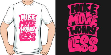 Hike More Worry Less, Adventure and Travel T-Shirt Design.のイラスト素材