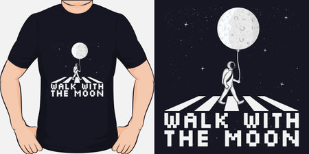 Walk With the Moon, Space and Astronaut T-Shirt Design.のイラスト素材