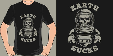 Earth Sucks, Space and Astronaut T-Shirt Design.のイラスト素材