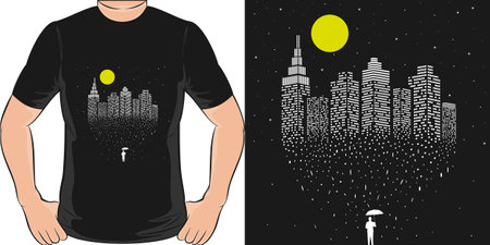 The Star City, Space and Astronaut T-Shirt Design.のイラスト素材