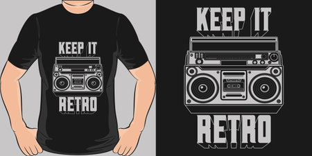Keep it Retro, Music Quote T-Shirt Design.のイラスト素材