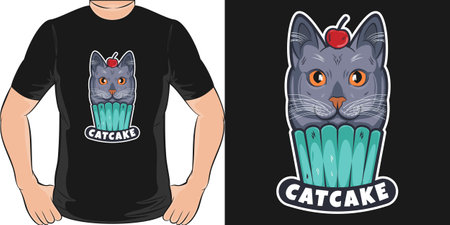 CatCake, Funny Quote T-Shirt Design.のイラスト素材