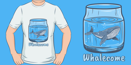 Whalecome, Funny Quote T-Shirt Design.のイラスト素材