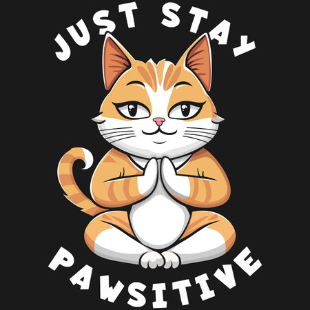 Just Stay Pawsitive, Cat Typography Quote Design.のイラスト素材