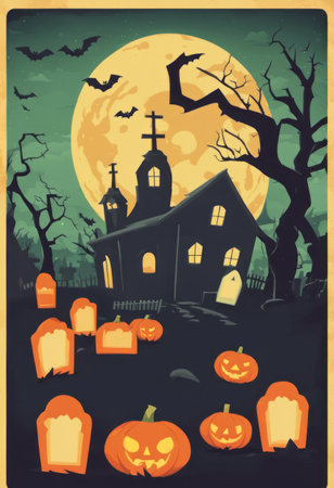 Creepy and Spooky Retro Style Halloween Posterの素材