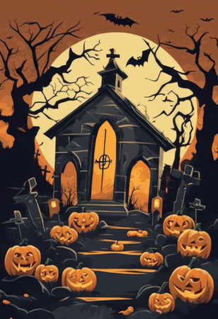 Creepy and Spooky Retro Style Halloween Posterの素材